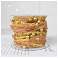 Orange mesh ribbon with gold glitter and faux pearls on a roll for gift wrapping - Gold Pearl Ribbon (10m/Roll)
