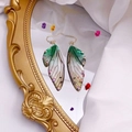 Elegant S925 green gradient cicada wing drop earrings with crystals and gold ear hooks - New Style Green Rhinestone