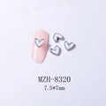 Macro shot of silver edged heart nail charms with white pearlescent inlay 7.5x7mm - 8320 Silver Border White Mother of Pearl (7.5*7mm)