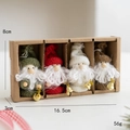 Set of 4 handmade knitted Christmas gnomes with bells in a kraft gift box display - Style I (4-Piece Set)