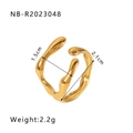 Minimalist 18K gold stainless steel open ring with fluid organic lines and dimensions - Minimalist Fluid Lines (NB-R2023048)