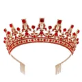 Luxurious red crystal crown with gold alloy base and sparkling rhinestones - Gold with Red Rhinestones