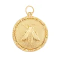 Golden round cicada pendant with detailed relief carving, diameter 29mm, weight 14.1g - K539446-Gold Large Bee Coin