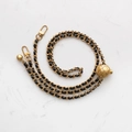 Adjustable black PU leather and gold metal chain strap with gold ball adjustment slider - Bronze