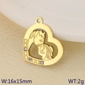 Golden heart-shaped pendant with horse silhouette and zircon stones, 16x15mm size - Girl and Horse Heart (KLJ9566-ZLA)