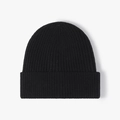 Gorro de punto acanalado negro para hombre con dobladillo grueso para invierno - Talla Única (54-61cm) / Negro
