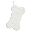 Weiße gestrickte Weihnachtssocke in Knochenform mit klassischem Zopfmuster - Weiß