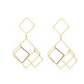 Elegant gold-tone multi-layered geometric square tassel earrings with hollow design - E1054-Gold Multi-Layer Geometric Square