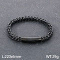 Pulsera de cadena Franco de 6mm en acero inoxidable negro con cierre de seguridad cilíndrico - Negro