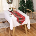Red Christmas table runner with green tree patterns and festive red tassels - Style E (180x33cm)