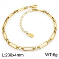Gold stainless steel paperclip chain anklet with lobster clasp and adjustable length - Paperclip Link Style (KJ3723-Z) / Gold