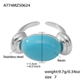 Size 7 stainless steel ring with turquoise resin stone and 18K gold plating - US 7 / Steel Sky Blue Resin