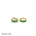 Gold plated hoop earrings with emerald green zircons and detailed size measurements - Gold-Green Zirconia