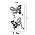 Waterproof snake and butterfly line art tattoo sticker model K-452 60mmx105mm - K-452-Snake & Butterfly