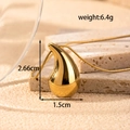 Gold stainless steel teardrop pendant necklace with a sleek hammered texture finish - NK-186 Gold Medium Teardrop Necklace