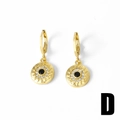Gouden Evil Eye en zon hangoorbellen met zwarte edelsteen en witte zirkonia accenten - Zon Ster Stijl D (D)