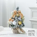 30cm mini flocked pink Christmas tree with gold ornaments and burlap base - No Light Version / 30cm / Gold