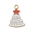 Christmas tree charm with red star and white enamel finish for DIY jewelry making - White Christmas Tree with Red Star