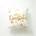 Funda de cojín blanca con texto dorado Merry Christmas y detalles de copos de nieve - 45*45cm(con 400g núcleo) / Estilo 2