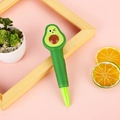 Cartoon avocado squishy stress relief gel pen with cute expression on pink background - Avocado