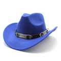 Detail of royal blue western cowboy hat with studded decorative band and wide curved brim - M (56-58cm) / Blue
