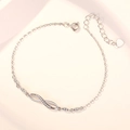 925 sterling silver infinity symbol necklace with zircon stones on a fine link chain - 925 Silver / SY109 White Gold (Anklet)