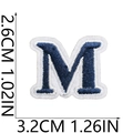 Mini navy blue embroidered letter M patch with white border for DIY clothing decoration - M (Blue)