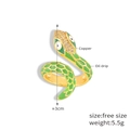 Green snake-shaped open ring in copper with enamel finish and zircon accents - One Size/Size 7 / Gold Green