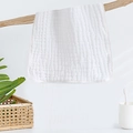 Soft white muslin cotton baby towel with honeycomb texture hanging on wooden branch - White Square Towel (30*30)