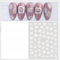 Detail of JO-1948 ultra-thin waterproof nail stickers with white daisy and floral designs - White Daisy-White Flower (JO-1948)