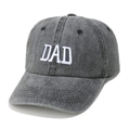 Classic washed dark grey cotton baseball cap with white DAD 3D embroidery on front - M (56-58cm) / Black (DAD Embroidery)