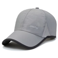 Grey quick-dry mesh running hat with SPORTS print and black trim for outdoor sports - Adjustable (56-60cm) / Light Gray