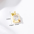 Macro detail of rectangle purple zircon pendant showing dimensions 24.25mm by 14.35mm - Multi-color Step-cut Gemstone Style (H-12007) / Gold