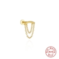 Elegant S925 sterling silver gold double chain tassel stud earring for women - Single Gold - Double Chain