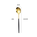 304 stainless steel spoon with gold head and black handle, 18.5cm length, 29g weight - Black Gold Medium Spoon
