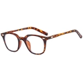 Classic tortoiseshell anti-blue light glasses frame with silver metal temple accents - Tortoise (C02)