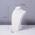 White velvet necklace display bust mannequin stand with 30cm height and 17.5cm shoulder width - White PU H-type 30cm High