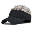Creative black sun visor with realistic thick wig hair for golf and street fashion wear - Head Circumference 55-60cm / Black Hat with Coffee Wig