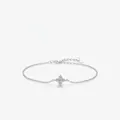 S925 Sterling Silber Kleeblatt Armband mit funkelnden Zirkonia Blumen für Damen - 925er Silber / Silber