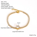 Klassieke tennisarmband van roestvrij staal met 18k goudlaag en ronde zirkoniasteen - Ronde Witte Zirkonia Stijl (1914)