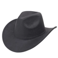 Close-up of black wool felt cowboy hat showing fine stitching on the wide brim - Black