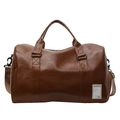 Borsa da viaggio in pelle marrone con doppi manici e tracolla staccabile in PU - Marrone