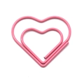Pink heart-shaped metal wire paperclip with minimalist creative cartoon design - Pink