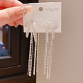 Orecchini a fiocco in zircone con nappe in acciaio inossidabile 316L dall'aspetto lucido - Stile in Acciaio Inossidabile 316L / Argento (Perno in argento)
