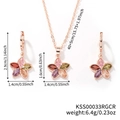 Conjunto de joyas de flores en oro rosa con cristales de colores y dimensiones - Estilo de Flor de Marquesa (KSS00033RGCR)