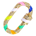 Oval screw clasp with colorful enamel spirals and sparkling rhinestones in gold finish - Style 61 (Colorful Enamel Pave Zircon Clasp)