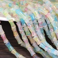 Bamboo style colored glass beads for DIY jewelry making in vibrant gradient shades - 6x12mm Marbled Yellow Blue Rose (1Pc)