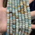 Natural mixed color stone abacus beads in light blue and beige for DIY jewelry - 5*8mm (Per Strand) / Amazonite
