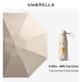 Mini gold-stamped heart sun umbrella in milk tea beige with UPF50+ black coating - Beige (Plain Large)