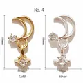 Hohler Mondsichel und Stern Nagelanhänger mit Zirkonia in Gold- und Silberoptik - Kleine Mond Stern / Nr. 4 / Goldrahmen